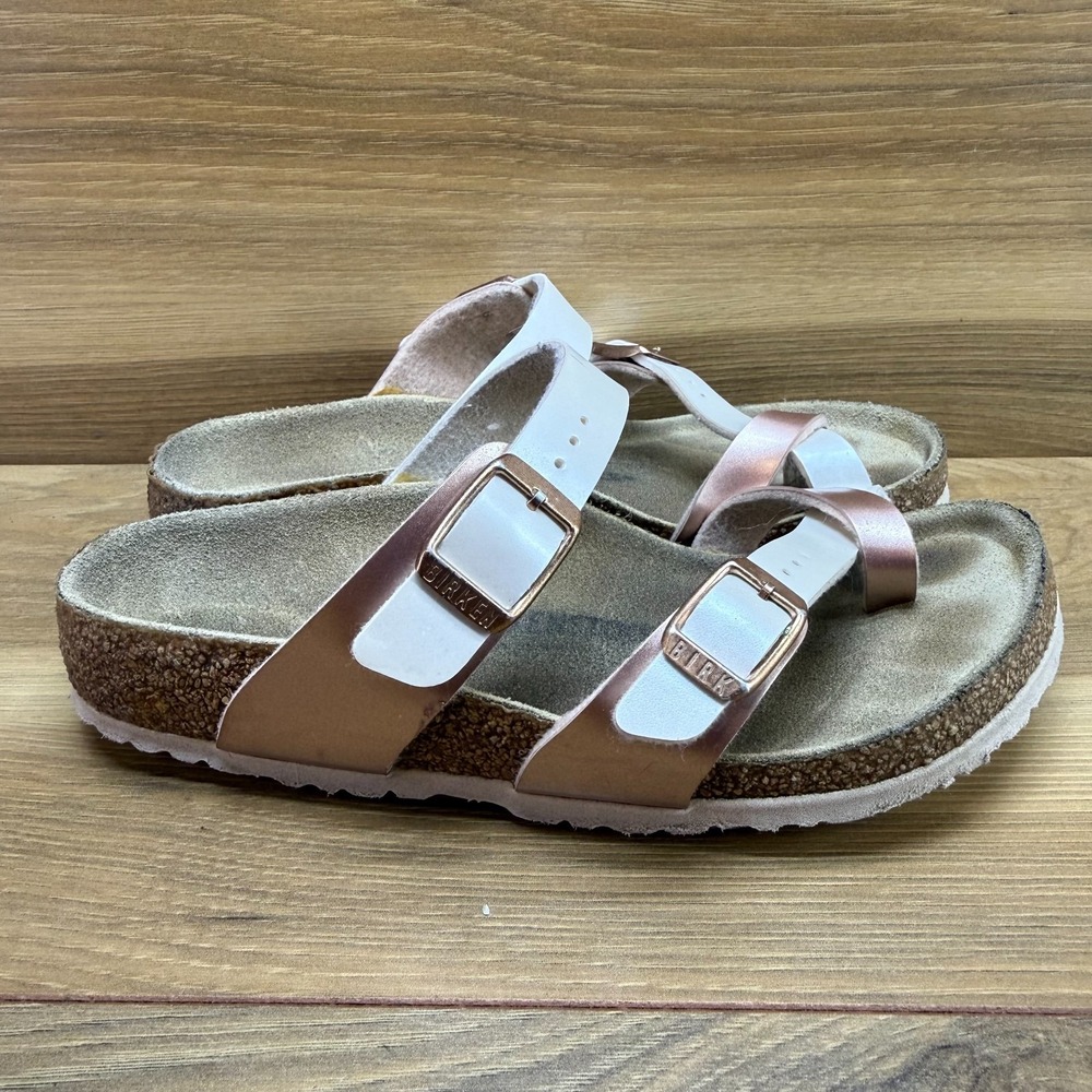 Birkenstock Mayari Two Tone Little Girls Sandals 13 EU 31 Cream Pink Shimmery